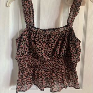 Floral Flowy Cropped Ruched Tank top